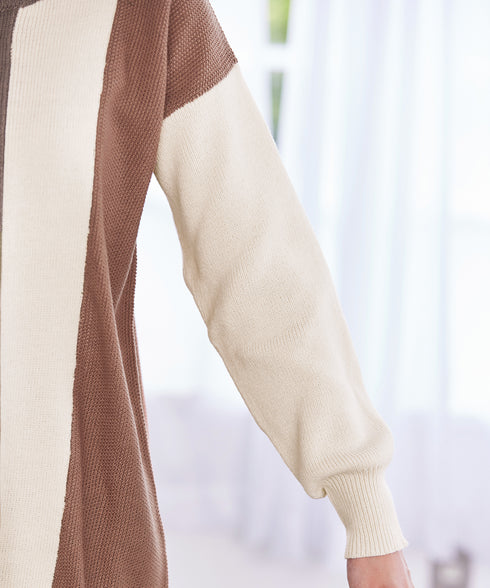 【アウトレット】デザイン配色ニットチュニック