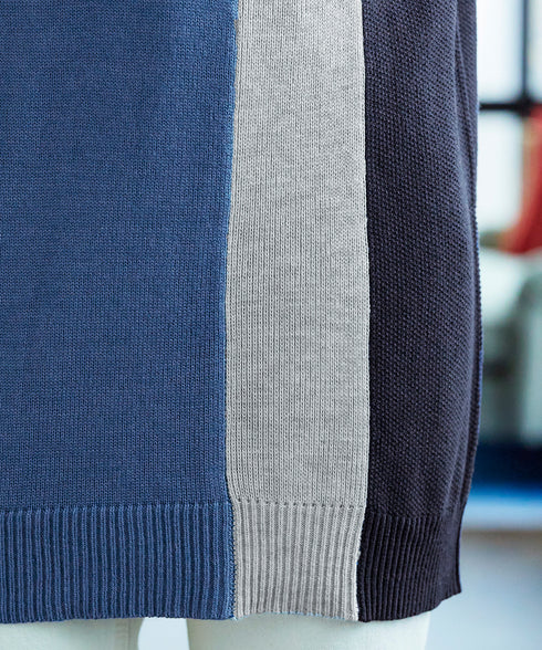 【アウトレット】デザイン配色ニットチュニック