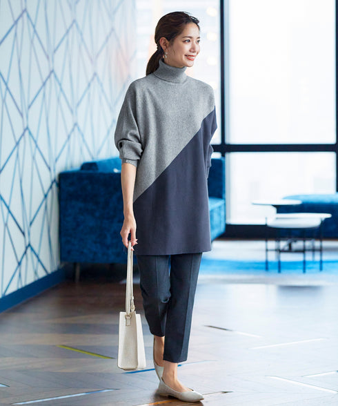 【アウトレット】配色ドルマンニットチュニック