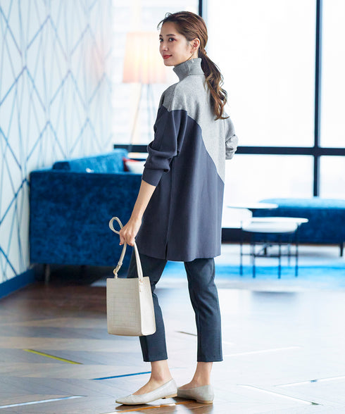 【アウトレット】配色ドルマンニットチュニック