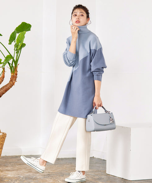 【アウトレット】配色ドルマンニットチュニック