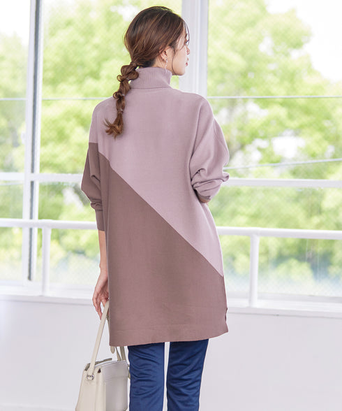 【アウトレット】配色ドルマンニットチュニック