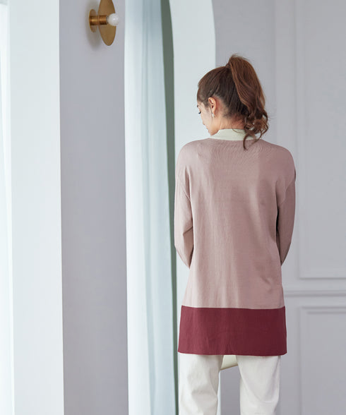 【アウトレット】カラーブロッキングニットチュニック