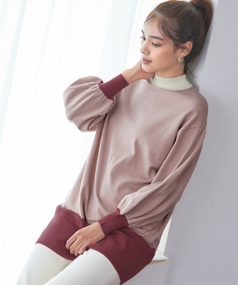 【アウトレット】カラーブロッキングニットチュニック