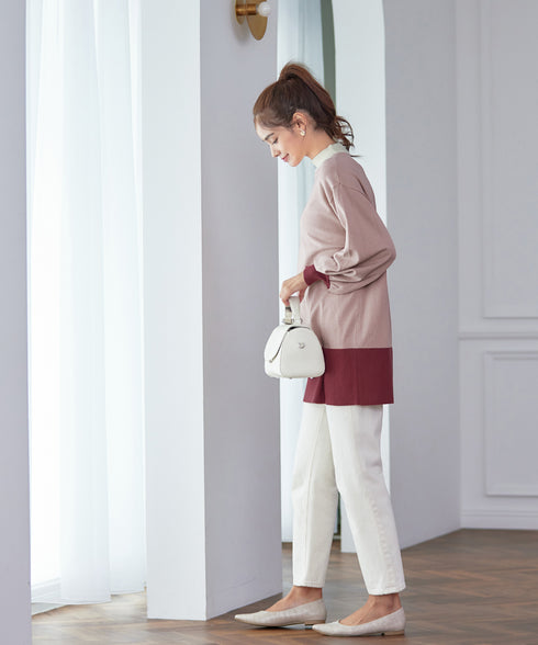 【アウトレット】カラーブロッキングニットチュニック