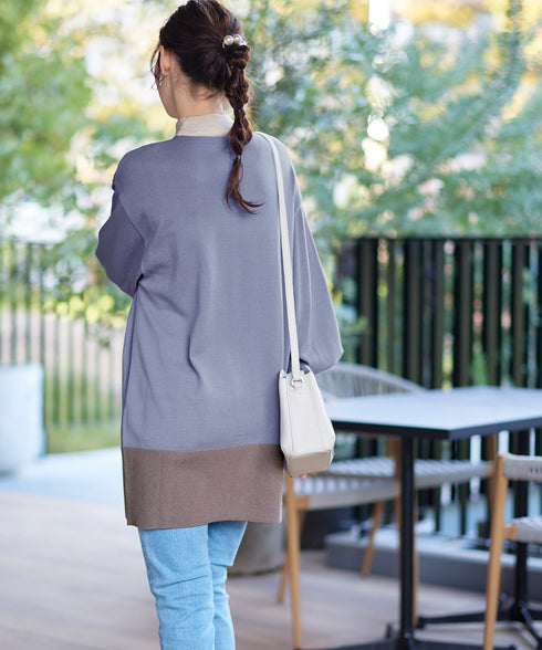 【アウトレット】カラーブロッキングニットチュニック