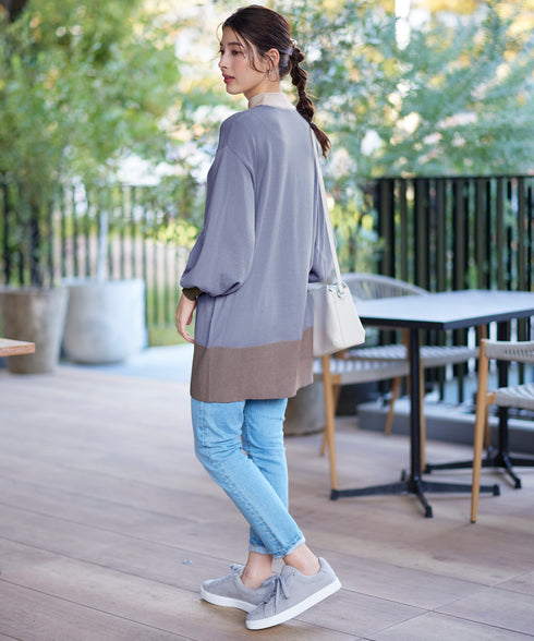 【アウトレット】カラーブロッキングニットチュニック