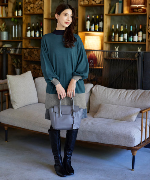 【アウトレット】カラーブロッキングニットチュニック