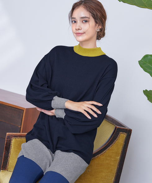 【アウトレット】カラーブロッキングニットチュニック