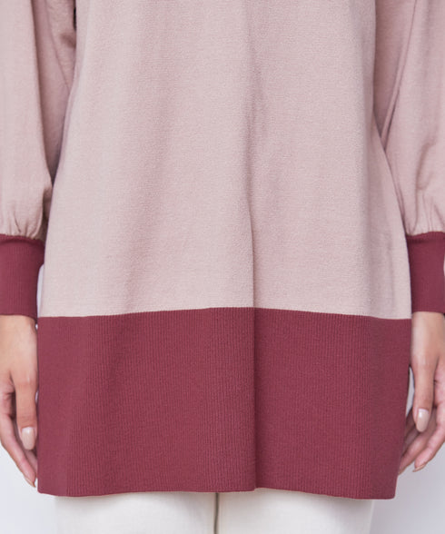 【アウトレット】カラーブロッキングニットチュニック