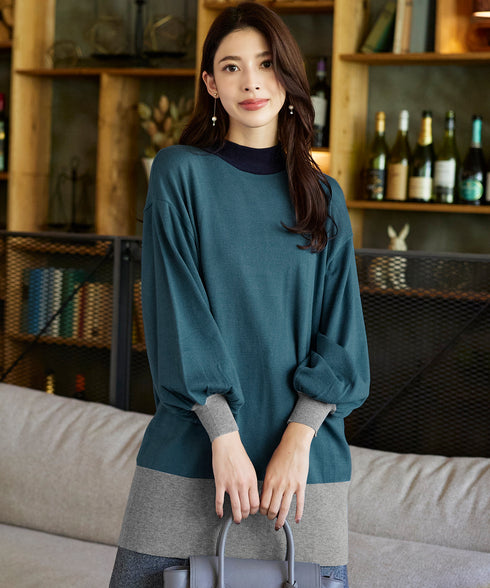 【アウトレット】カラーブロッキングニットチュニック