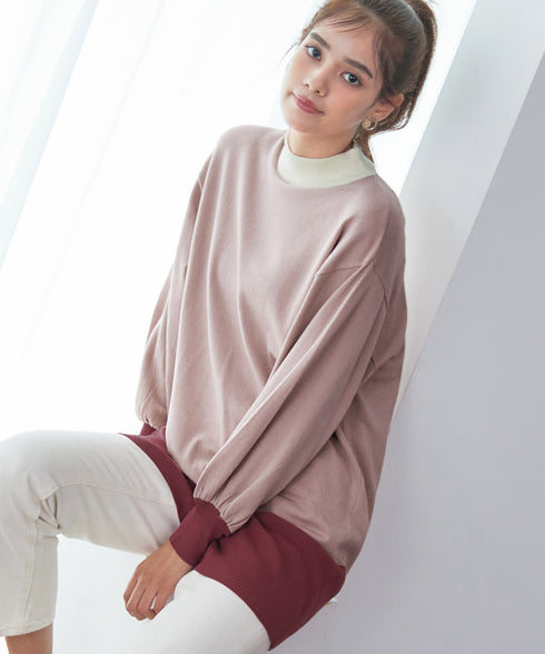 【アウトレット】カラーブロッキングニットチュニック