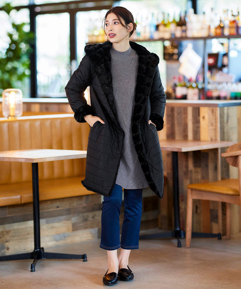 【アウトレット】リボン衿配色ニットワンピース