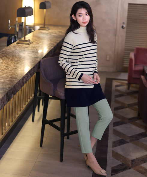 【アウトレット】ボーダーニットチュニック