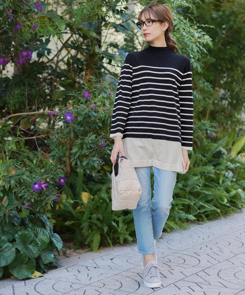 【アウトレット】ボーダーニットチュニック