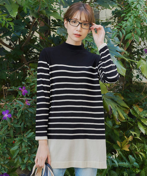 【アウトレット】ボーダーニットチュニック