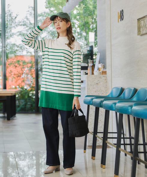 【アウトレット】ボーダーニットチュニック