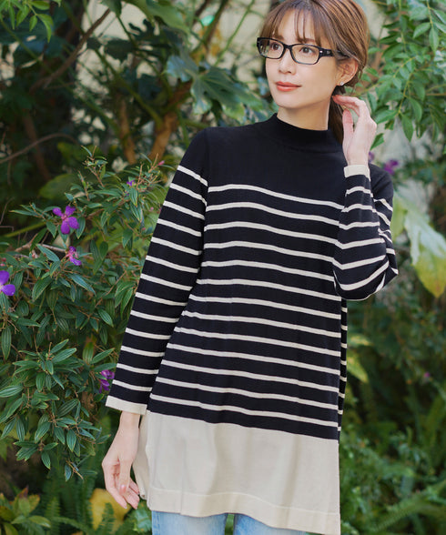 【アウトレット】ボーダーニットチュニック