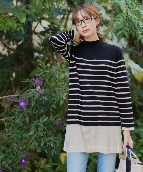 【アウトレット】ボーダーニットチュニック