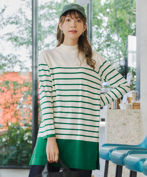 【アウトレット】ボーダーニットチュニック