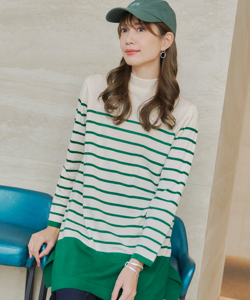 【アウトレット】ボーダーニットチュニック