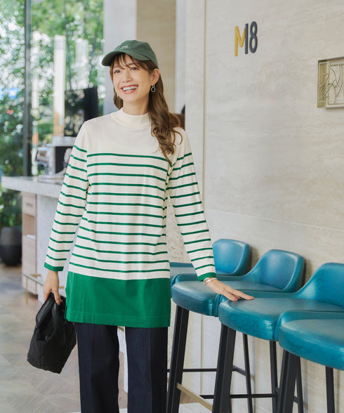 【アウトレット】ボーダーニットチュニック