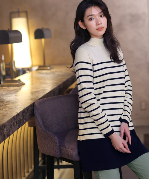 【アウトレット】ボーダーニットチュニック