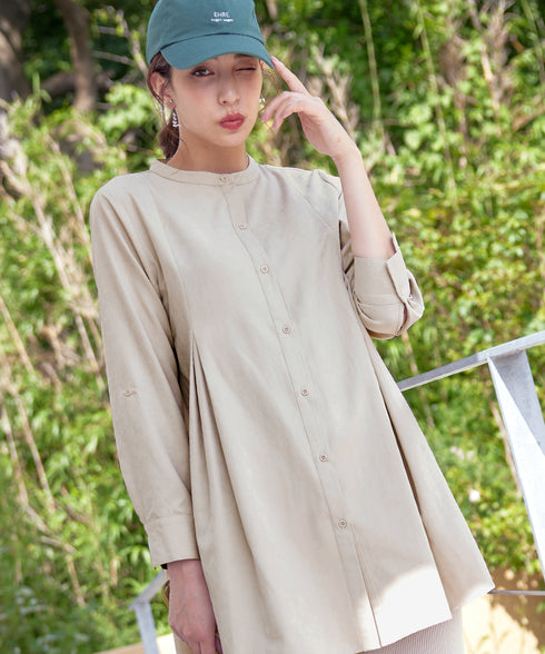 ピーチスキンシャツチュニックブラウス