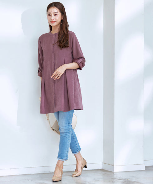 ピーチスキンシャツチュニックブラウス