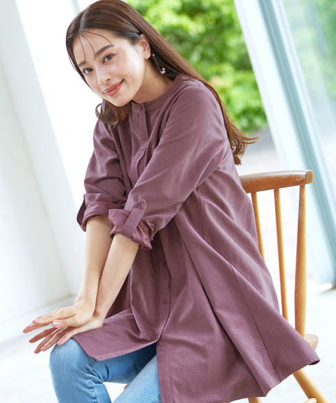 ピーチスキンシャツチュニックブラウス