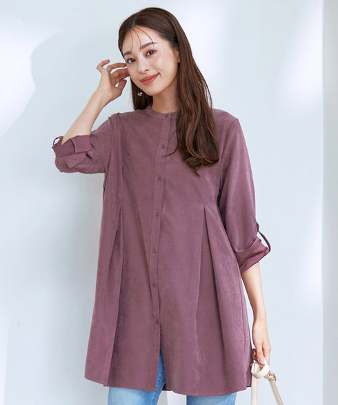 ピーチスキンシャツチュニックブラウス