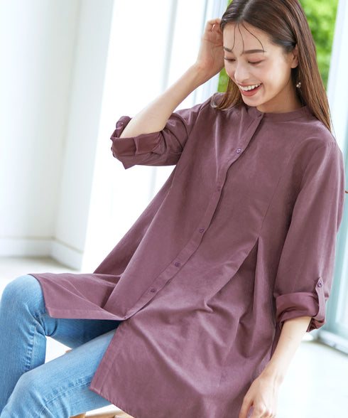 ピーチスキンシャツチュニックブラウス