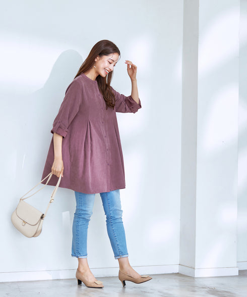 ピーチスキンシャツチュニックブラウス