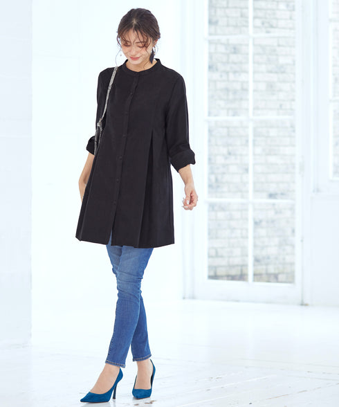 ピーチスキンシャツチュニックブラウス