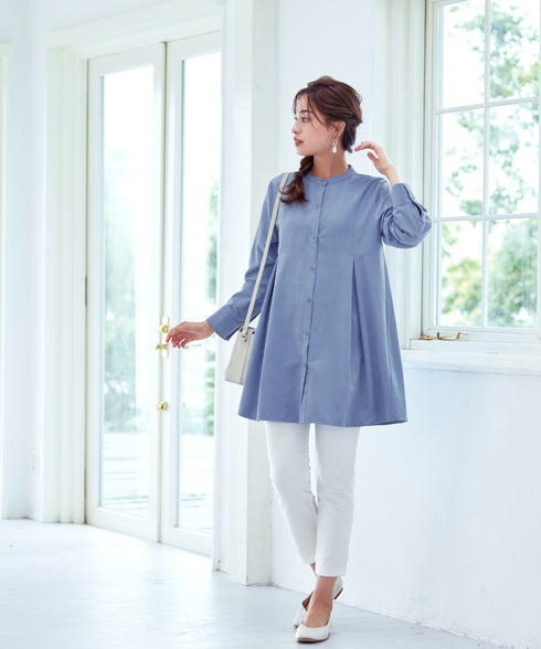 ピーチスキンシャツチュニックブラウス