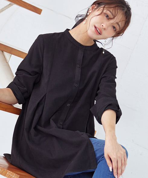 ピーチスキンシャツチュニックブラウス