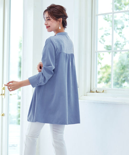 ピーチスキンシャツチュニックブラウス