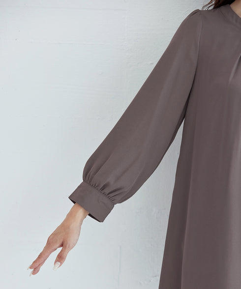 【スマート裏起毛】 ジョーゼット胸元タックチュニック