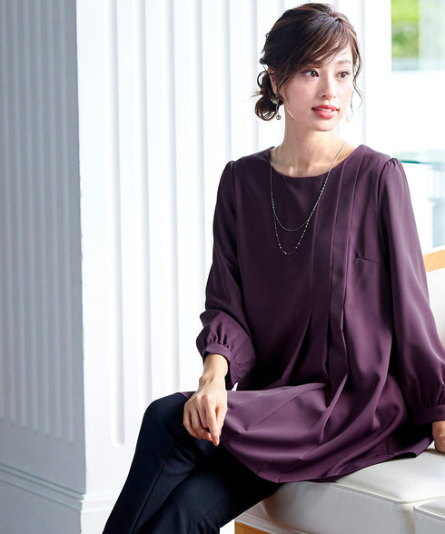 【アウトレット】 【スマート裏起毛】 アシメタックチュニックブラウス