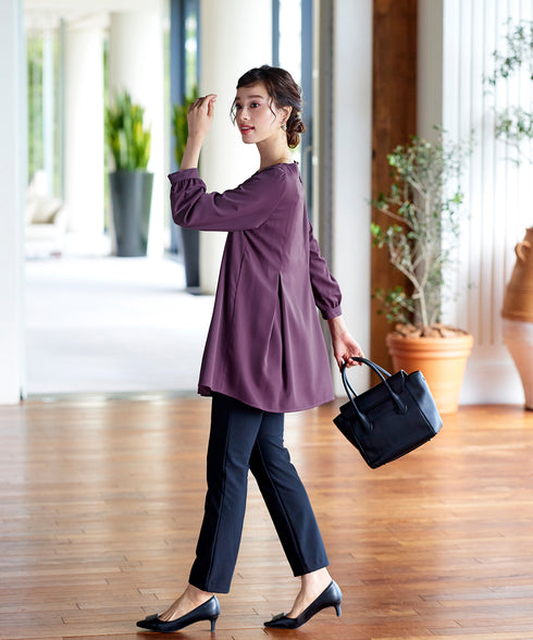 【アウトレット】 【スマート裏起毛】 アシメタックチュニックブラウス