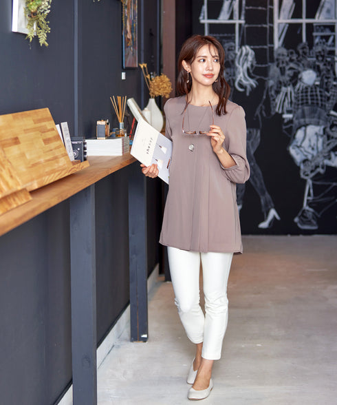 【アウトレット】 【スマート裏起毛】 アシメタックチュニックブラウス