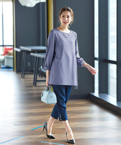 【アウトレット】 【スマート裏起毛】 アシメタックチュニックブラウス