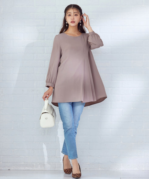 【アウトレット】 【スマート裏起毛】 アシメタックチュニックブラウス