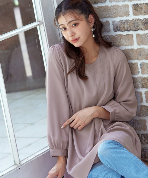 【アウトレット】 【スマート裏起毛】 アシメタックチュニックブラウス