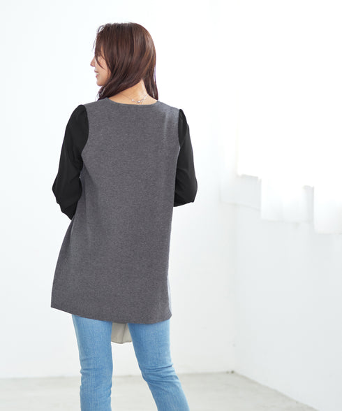 【アウトレット】タック袖コンビニットチュニック