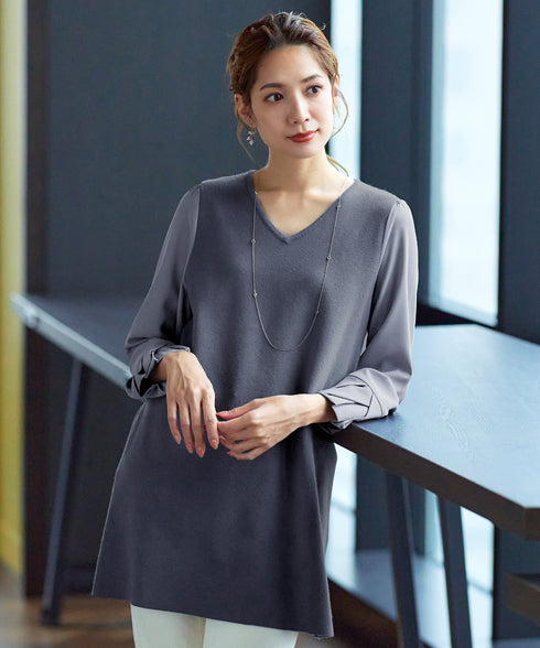 【アウトレット】タック袖コンビニットチュニック