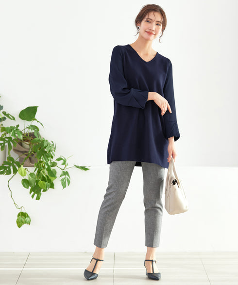 【アウトレット】タック袖コンビニットチュニック
