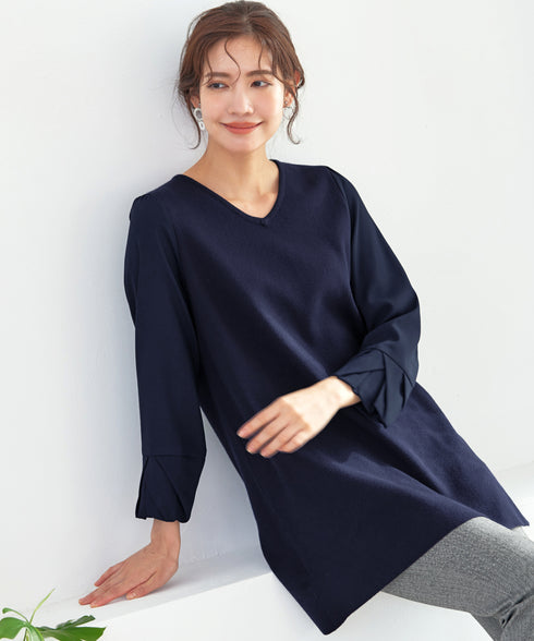 【アウトレット】タック袖コンビニットチュニック