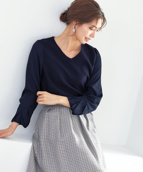 【アウトレット】タック袖コンビニットチュニック