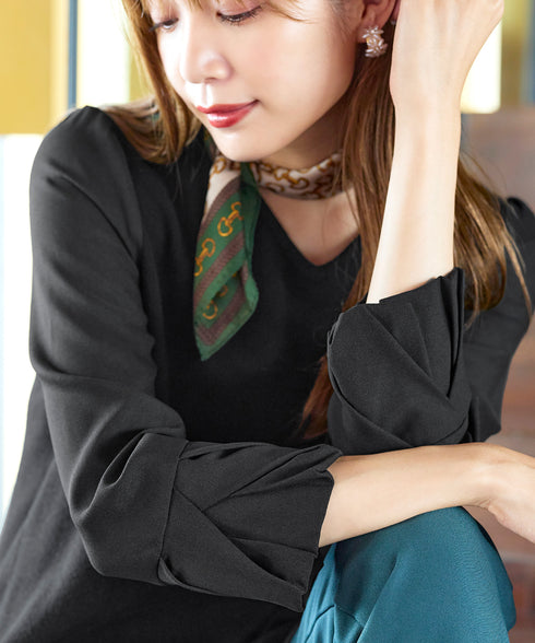 【アウトレット】タック袖コンビニットチュニック